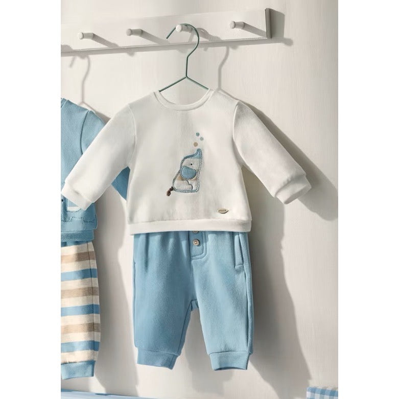 Mayoral Baby Boys Set 2623 Cream Elephant Clothing 2-4M / Ice Blue,4-6M / Ice Blue,6-9M / Ice Blue,12M / Ice Blue