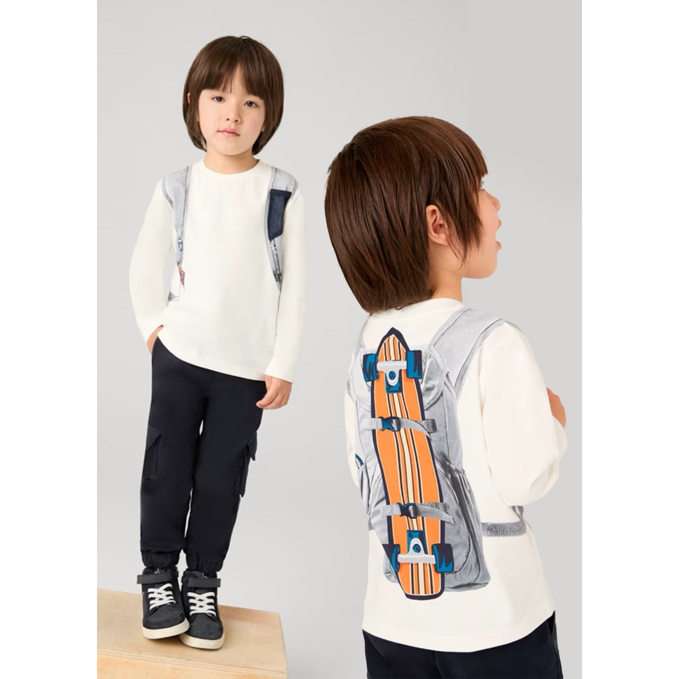 Mayoral Boys Backpack T-Shirt 4049 Cream Clothing 4YRS / Cream,5YRS / Cream,6YRS / Cream,7YRS / Cream,8YRS / Cream,9YRS / Cream