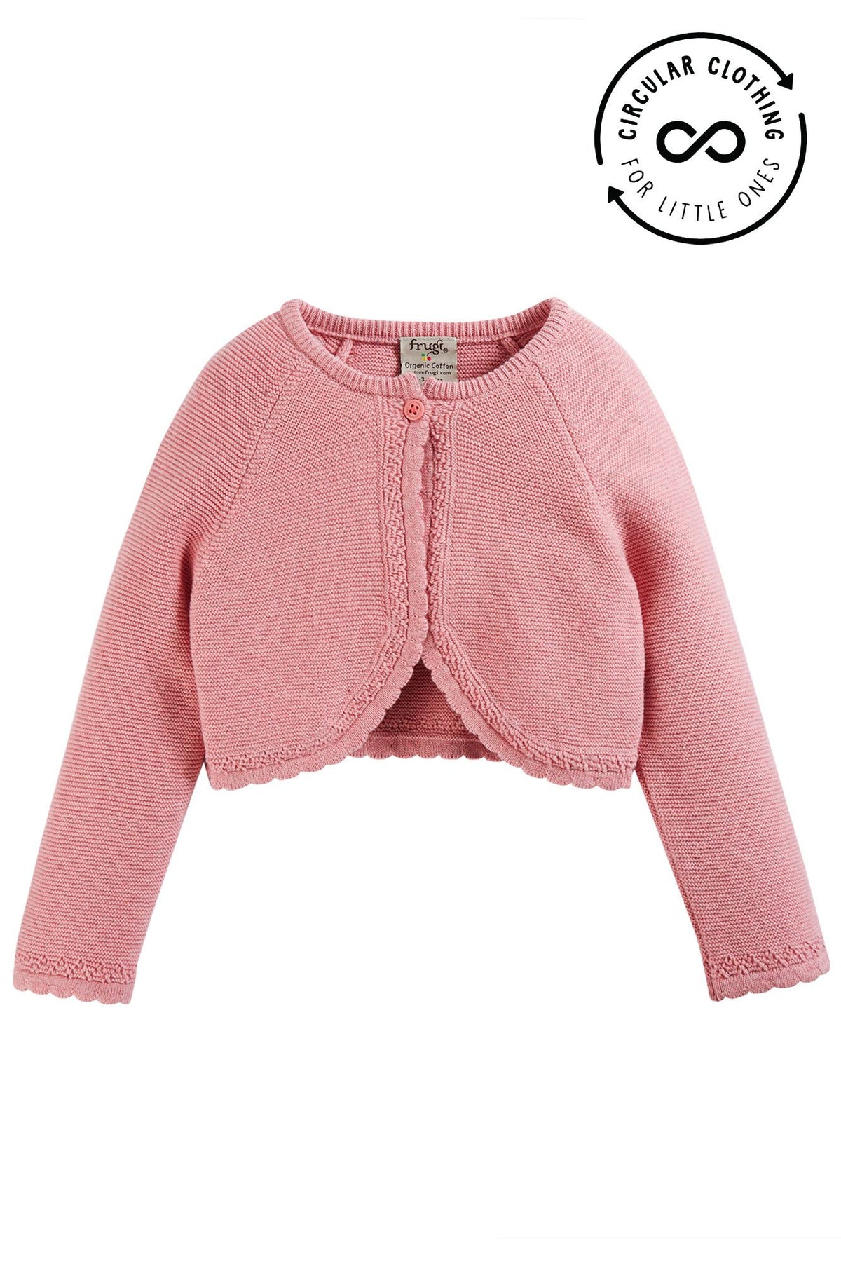 Frugi Amy Pink Bolero Infant Cardigan Clothing 3-6M / Pink,6-9M / Pink,9-12M / Pink,12-18M / Pink,18-24M / Pink,2-3YRS / Pink,3-4YRS / Pink