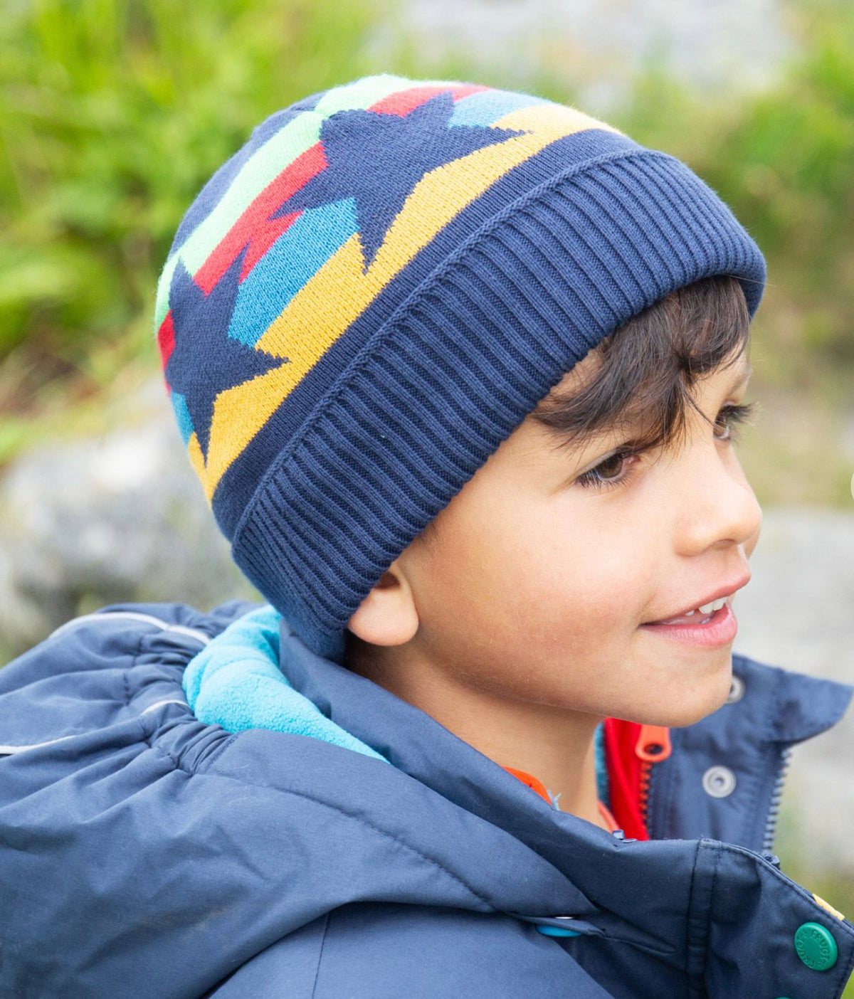 Frugi Voyager Reversible Hat Star Clothing 1-2YRS / Multi,2-6YRS / Multi,6-10YRS / Multi