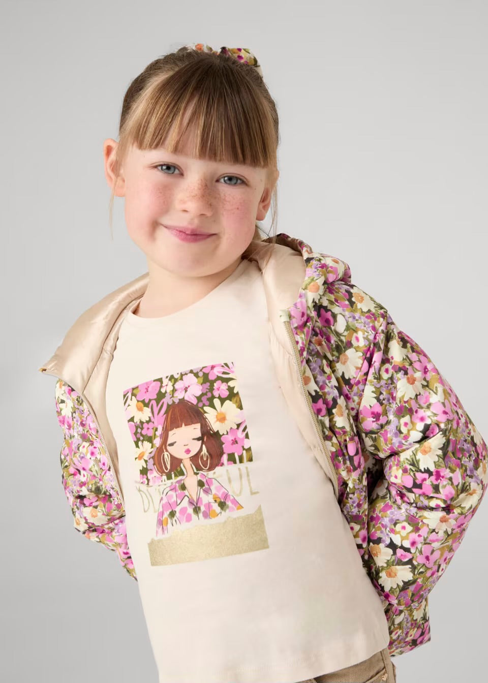 Mayoral Girls T-Shirt And Scrunchie Set 4069 Natural Pink Clothing 4YRS / Natural,5YRS / Natural,6YRS / Natural,7YRS / Natural,8YRS / Natural,9YRS / Natural