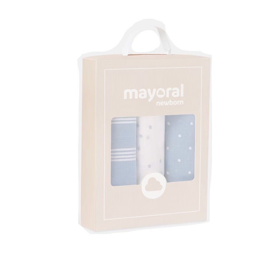 Mayoral 3 Pack Muslin Gift Set 19323 Pale Blue Accessories ONE SIZE / Pale Blue