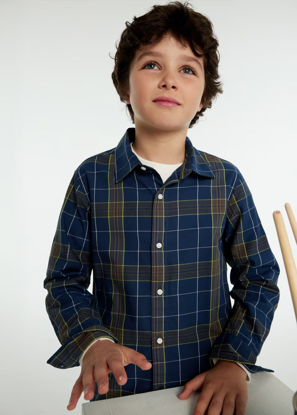 Mayoral Older Boys Blue Checked Shirt 7110 Clothing 10YRS / Blue,12YRS / Blue,14YRS / Blue,16YRS / Blue