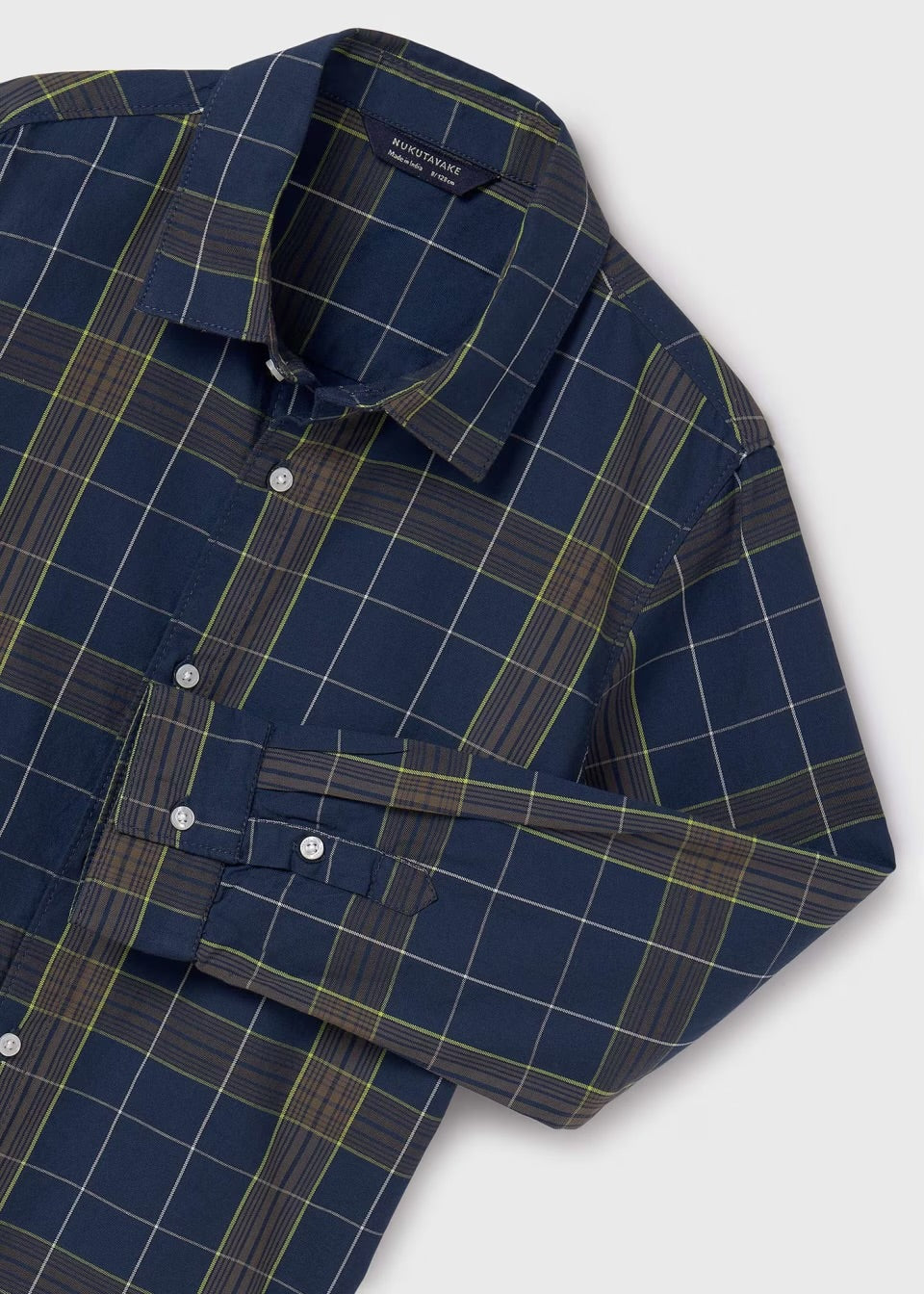 Mayoral Older Boys Blue Checked Shirt 7110 Clothing 10YRS / Blue,12YRS / Blue,14YRS / Blue,16YRS / Blue