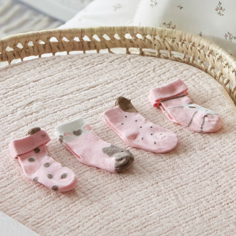 Mayoral 4 Piece Baby Sock Set 9658 Pale Pink Clothing NEWBORN / Pale Pink,3M / Pale Pink,6M / Pale Pink
