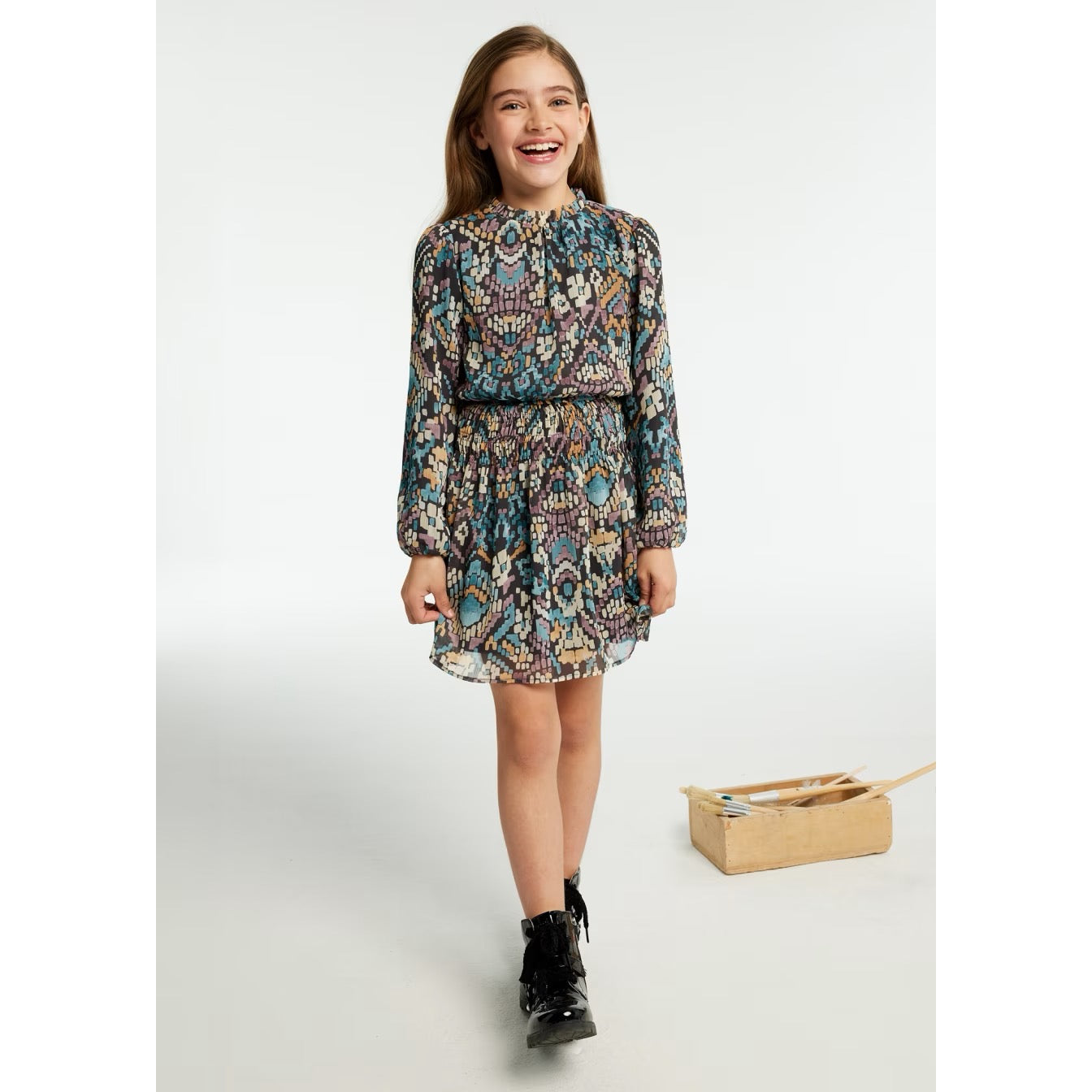 Mayoral Older Girls Dress 7981 Charcoal Blue Clothing 10YRS / Charcoal,12YRS / Charcoal,14YRS / Charcoal