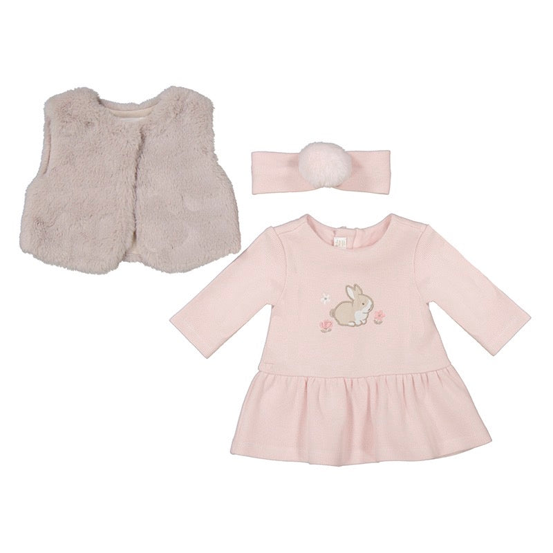 Mayoral Baby Girls Pink Bunny Dress Set 2807 Clothing 4-6M / Pink,6-9M / Pink,12M / Pink,18M / Pink