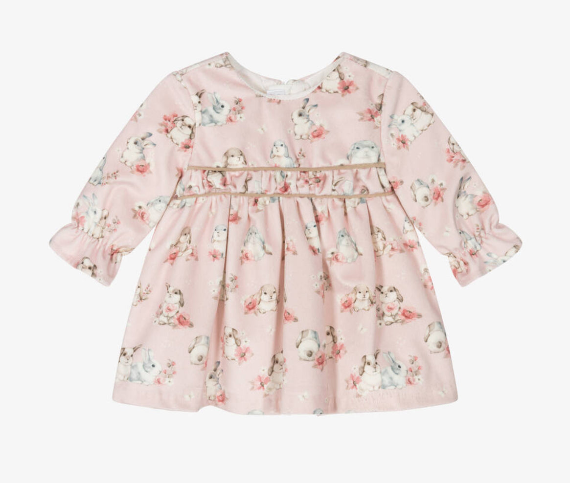 Mayoral Baby Girls Pink Bunny Dress 2809 Clothing 2-4M / Pink,4-6M / Pink,6-9M / Pink,12M / Pink,18M / Pink
