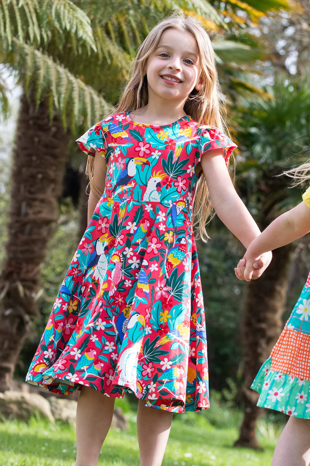 Frugi Morwenna Skater Dress Birds Of Paradise Clothing 2-3YRS / Multi,3-4YRS / Multi,4-5YRS / Multi,5-6YRS / Multi,6-7YRS / Multi,7-8YRS / Multi,8-9YRS / Multi