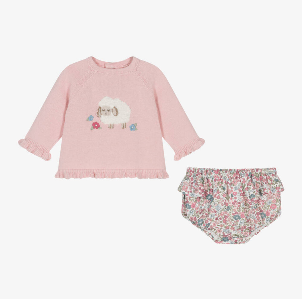 Mayoral Baby Girls Knit Set 2243 Pink Sheep Clothing 2-4M / Pink,4-6M / Pink,6-9M / Pink,12M / Pink