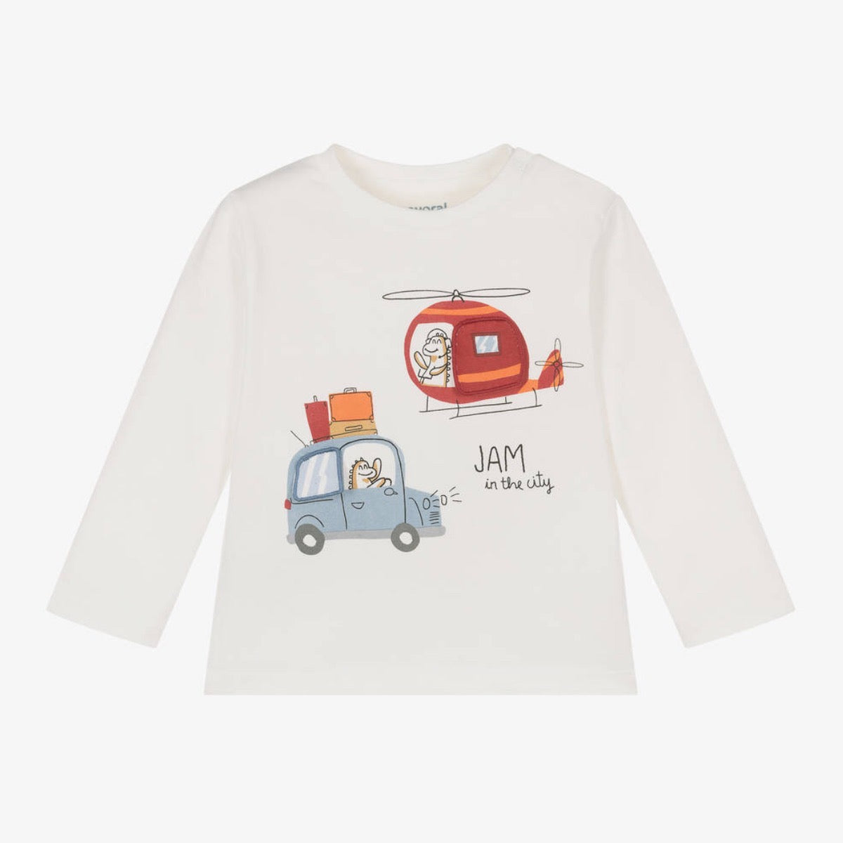 Mayoral Infant Boys T-Shirt 2038 Hurry Up Clothing 6M / Cream,9M / Cream,12M / Cream,18M / Cream,24M / Cream