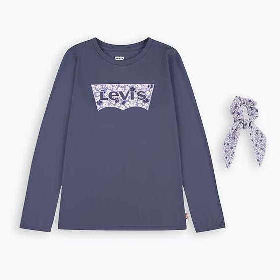 Levis Floral T-Shirt With Scrunchie 4Ej311-Bgg Clothing 10YRS / Indigo,12YRS / Indigo,14YRS / Indigo,16YRS / Indigo