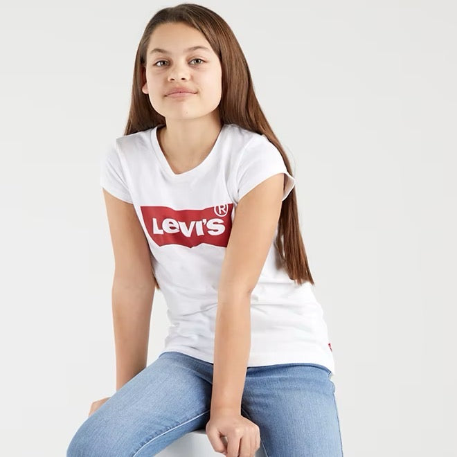 Levis Girls Batwing T-Shirt 4E4234-W5j Clothing 10YRS / White,12YRS / White,14YRS / White,16YRS / White