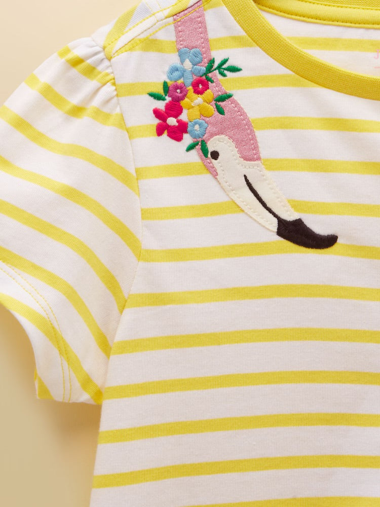Joules Girls Yellow Flamingo T-Shirt  H27-228 Clothing 4YRS / Yellow,5YRS / Yellow,6YRS / Yellow,8YRS / Yellow