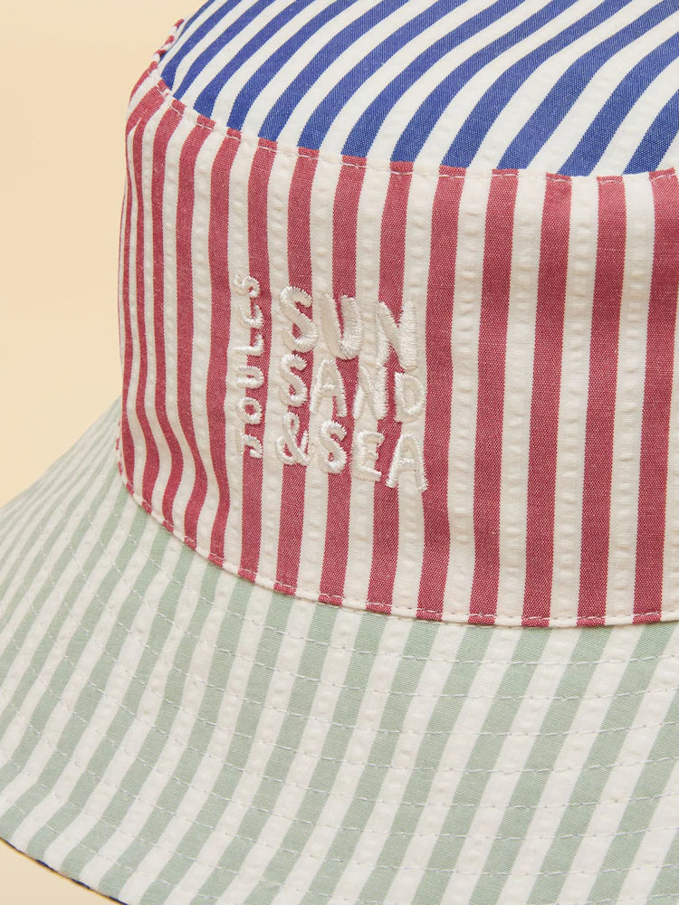 Joules Boys Bayley Bucket Hat W31245 Blue Multi Stripe Clothing 3-7YRS / Multi,8-12YRS / Multi