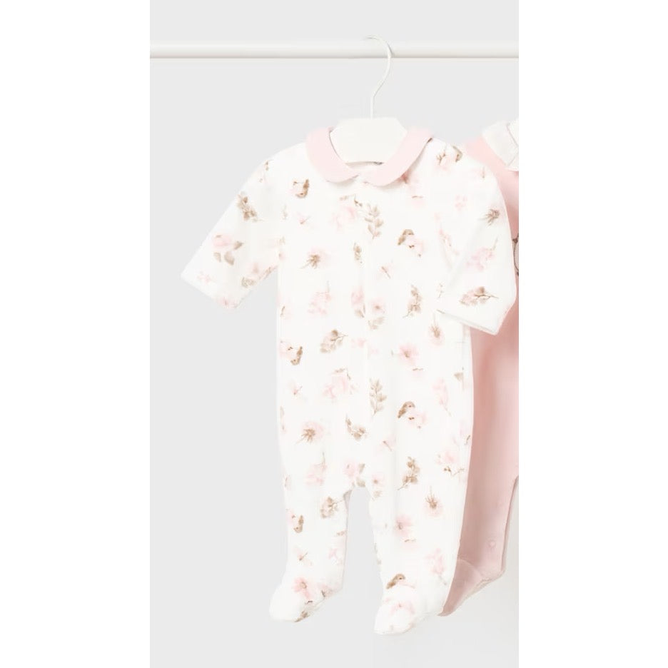 Mayoral Baby Girls Floral Bird Print Sleepsuit 2777 Clothing 0-1M / Pink,1-2M / Pink,2-4M / Pink,4-6M / Pink,6-9M / Pink