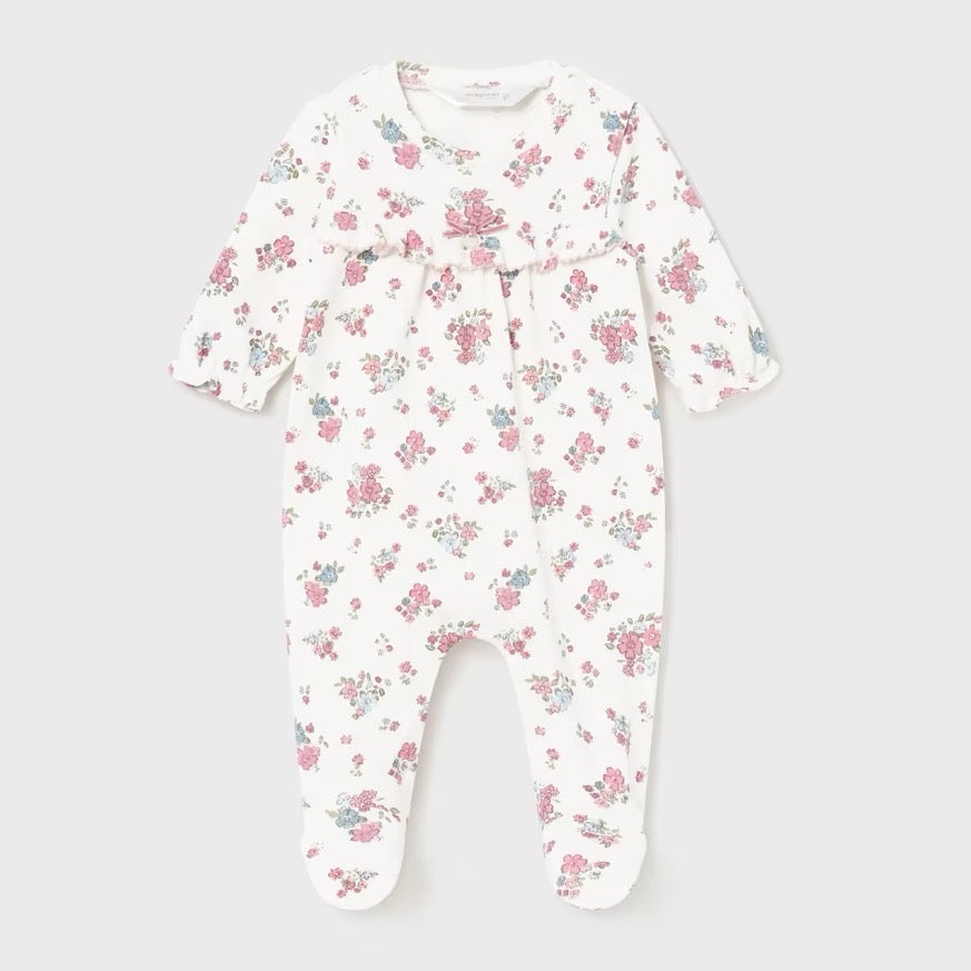 Mayoral Baby Girls Floral Sleepsuit 2778 Clothing 0-1M / Cream,1-2M / Cream,2-4M / Cream,4-6M / Cream,6-9M / Cream