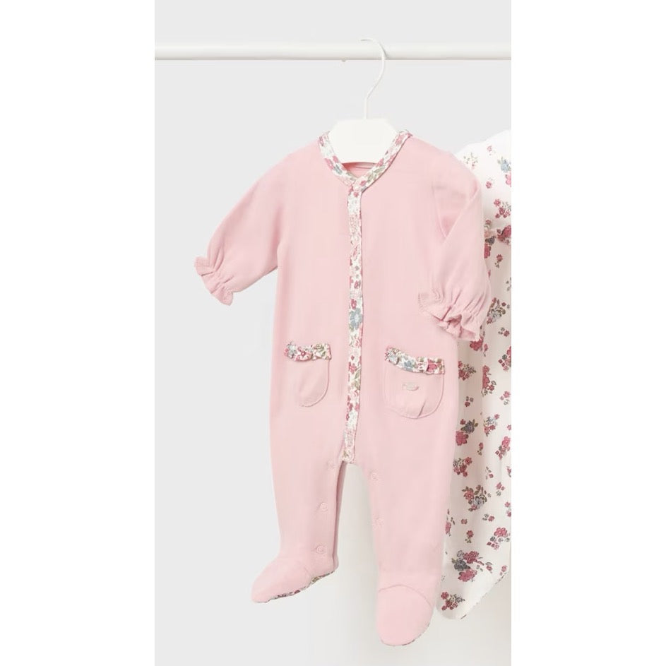 Mayoral Baby Girls Sleepsuit 2778 Pink Trim Pockets Clothing 0-1M / Pink,1-2M / Pink,2-4M / Pink,4-6M / Pink,6-9M / Pink