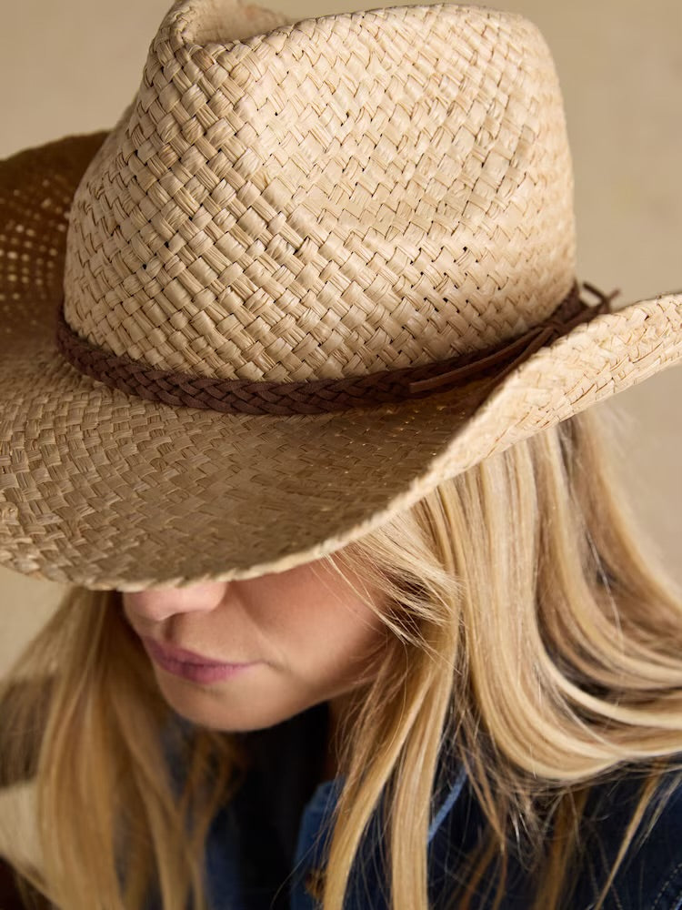Joules Womens Joanie Western Straw Hat Clothing ONE SIZE / Natural