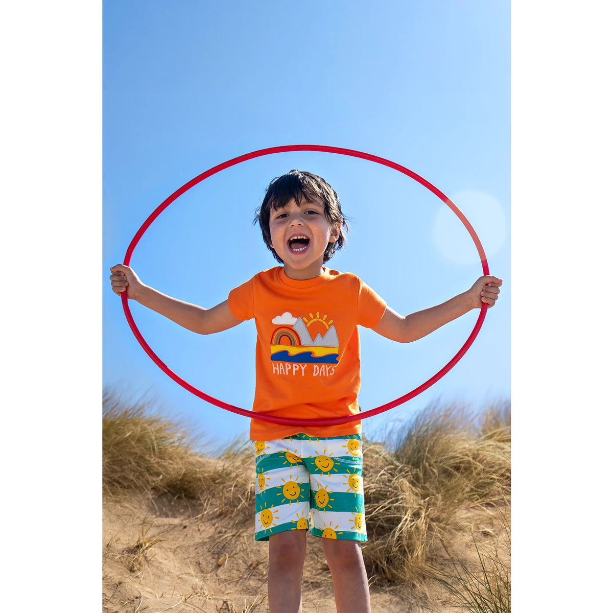 Frugi Sunny Shorts 502060S6fjki Green Stripe Sunshine Clothing 4-5YRS / Green,5-6YRS / Green,6-7YRS / Green,7-8YRS / Green,8-9YRS / Green