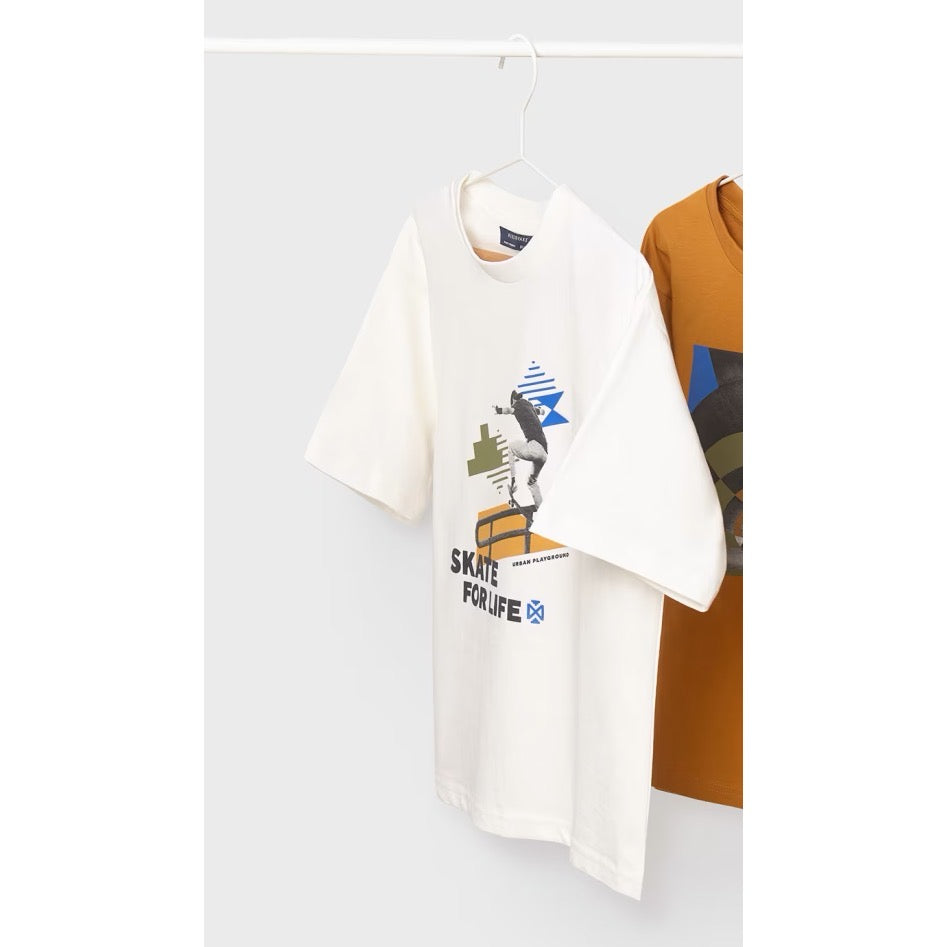 Mayoral Older Boys Skate Life T-Shirt 7083 Cream Amber Clothing 10YRS / Cream,12YRS / Cream,14YRS / Cream,16YRS / Cream