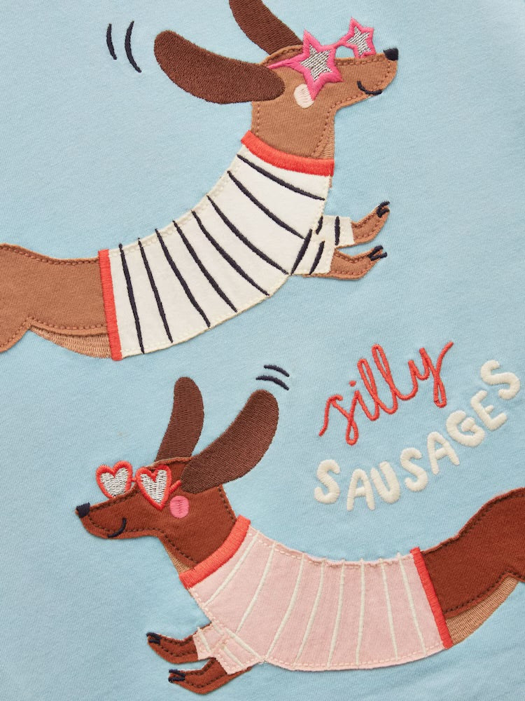 Joules Girls Ava T-Shirt Ay5464 Silly Sausage Clothing 2YRS / Blue,3YRS / Blue,4YRS / Blue,5YRS / Blue,6YRS / Blue