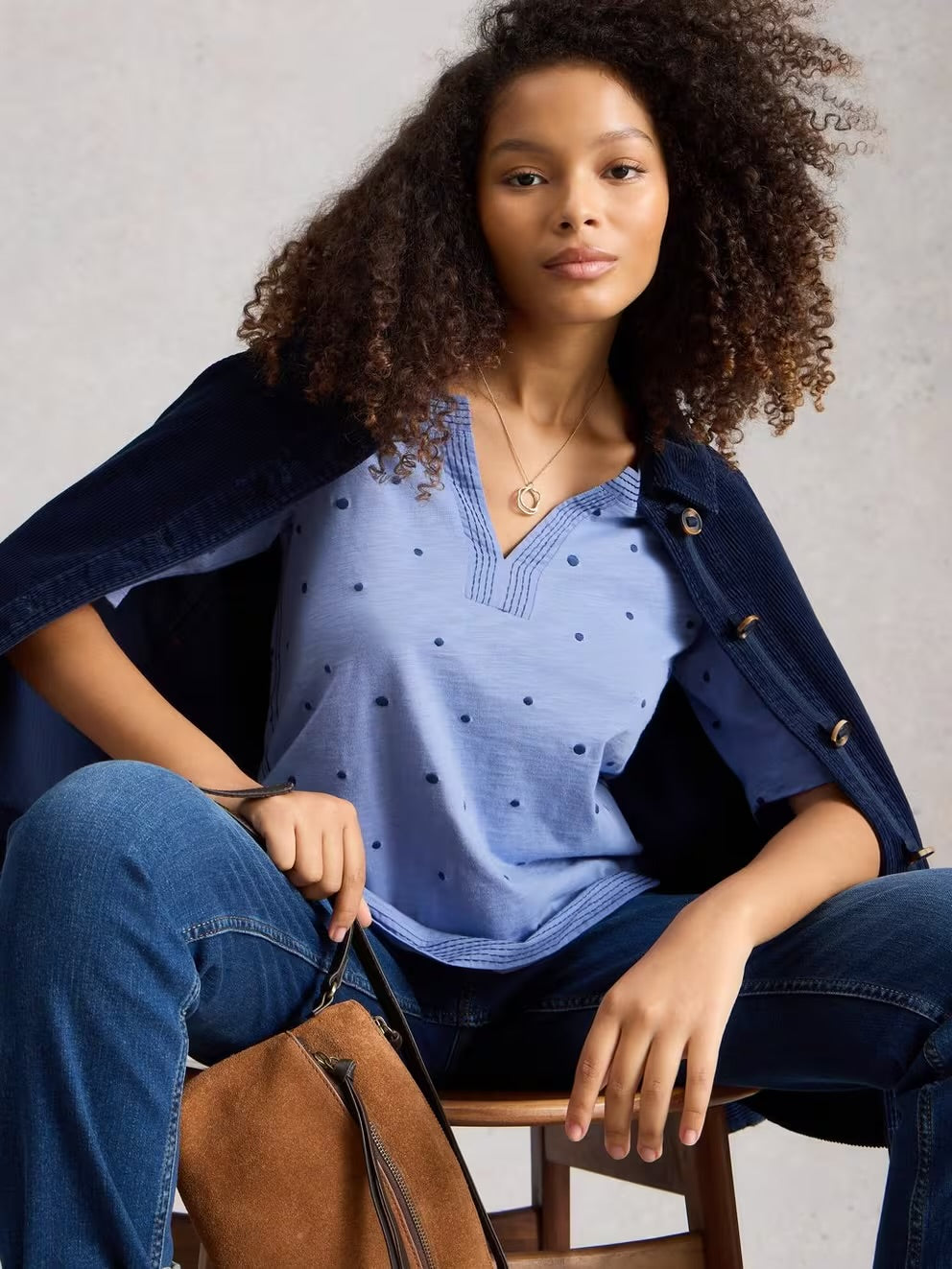 White Stuff Womens Weaver Notch Tunic Top 445714 Blue Clothing UK10 / Multi,UK12 / Multi,UK14 / Multi,UK16 / Multi,UK18 / Multi