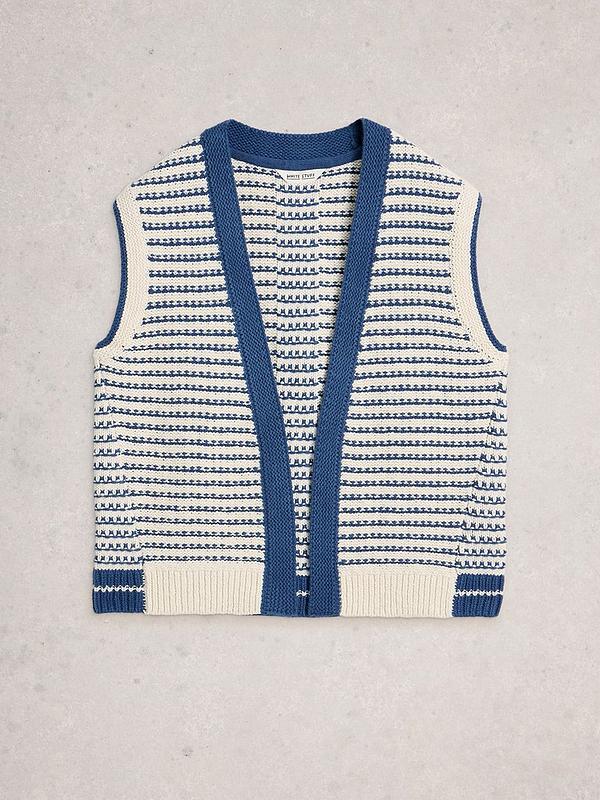 White Stuff Womens Kylie Waistcoat 444092 Natural Blue Clothing SMALL ADULT / Blue,MEDIUM ADULT / Blue,LARGE ADULT / Blue,XL ADULT / Blue