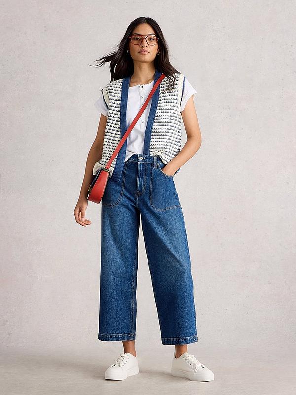 White Stuff Womens Kylie Waistcoat 444092 Natural Blue Clothing SMALL ADULT / Blue,MEDIUM ADULT / Blue,LARGE ADULT / Blue,XL ADULT / Blue