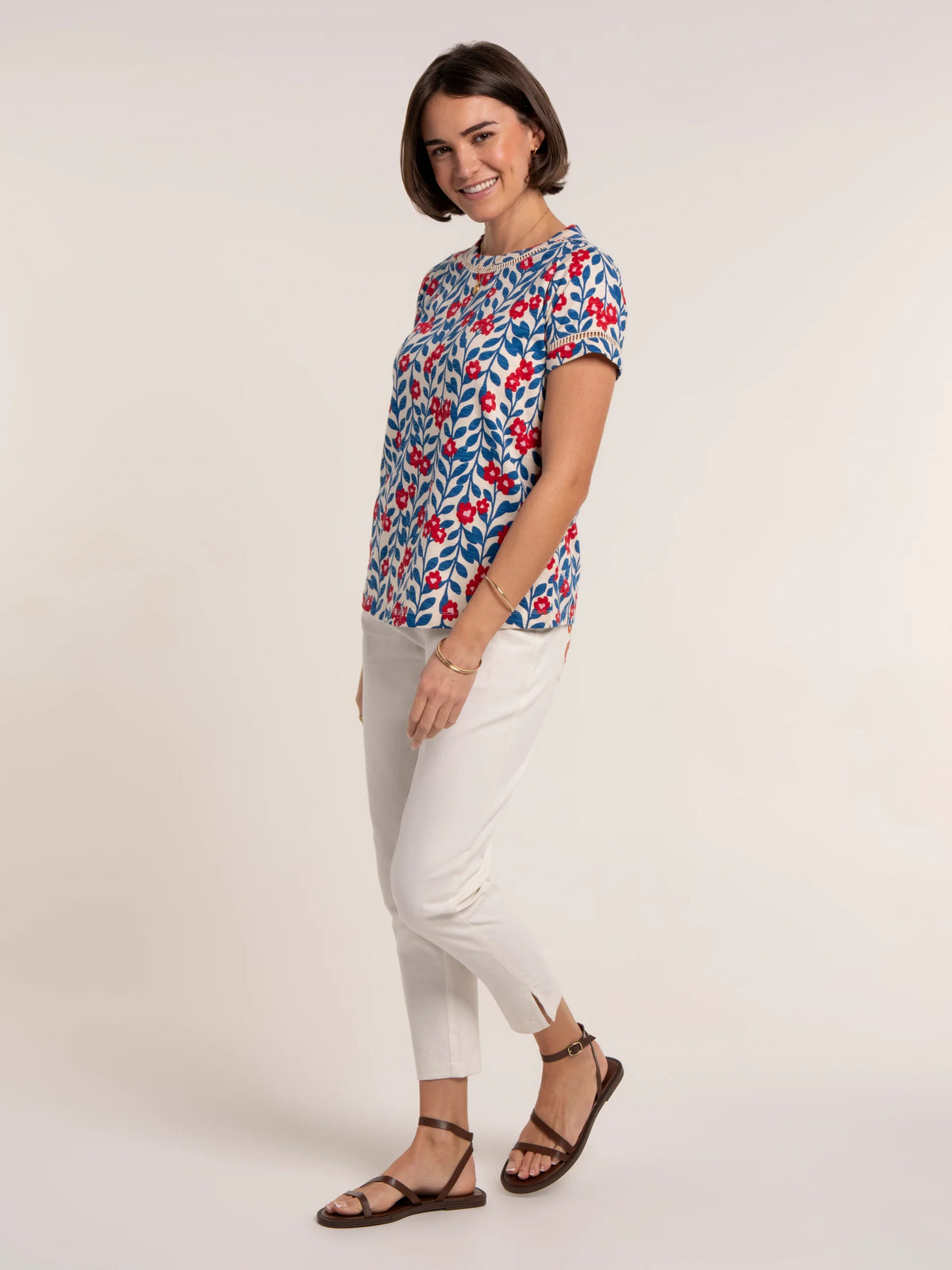 Brakeburn Womens Clara T-Shirt Blue Print Clothing UK8 / Blue,UK10 / Blue,UK12 / Blue,UK14 / Blue,UK16 / Blue