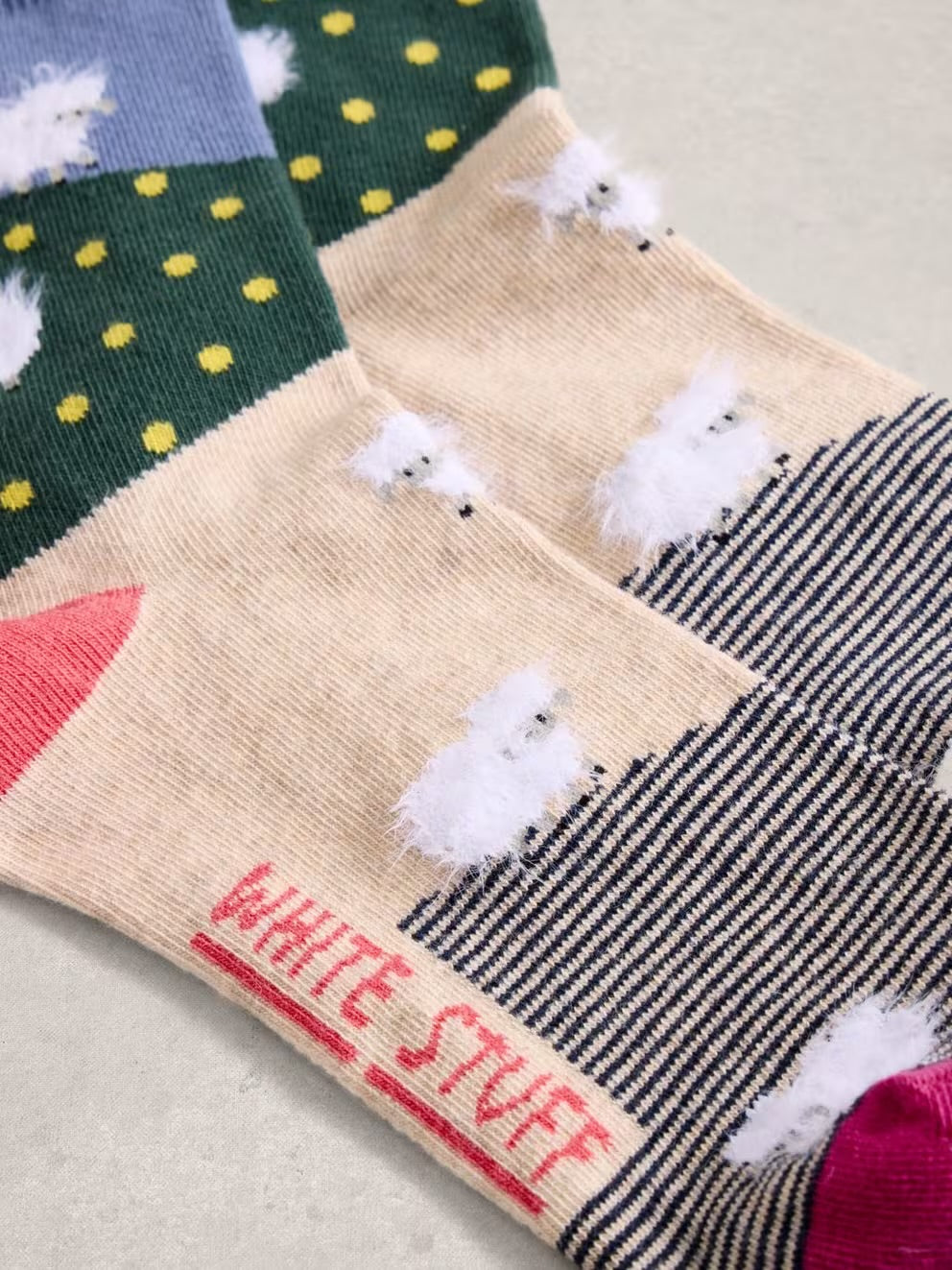 White Stuff Womens Fluffy Socks Multi Print Sheep Clothing UK3-5 / Multi,UK6-8 / Multi