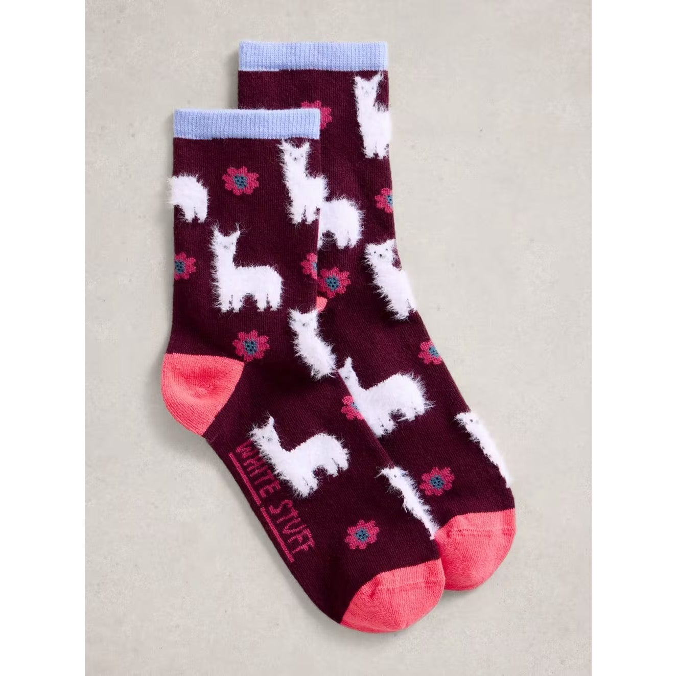White Stuff Womens Fluffy Socks Dark Plum Llama Clothing UK3-5 / Plum,UK6-8 / Plum