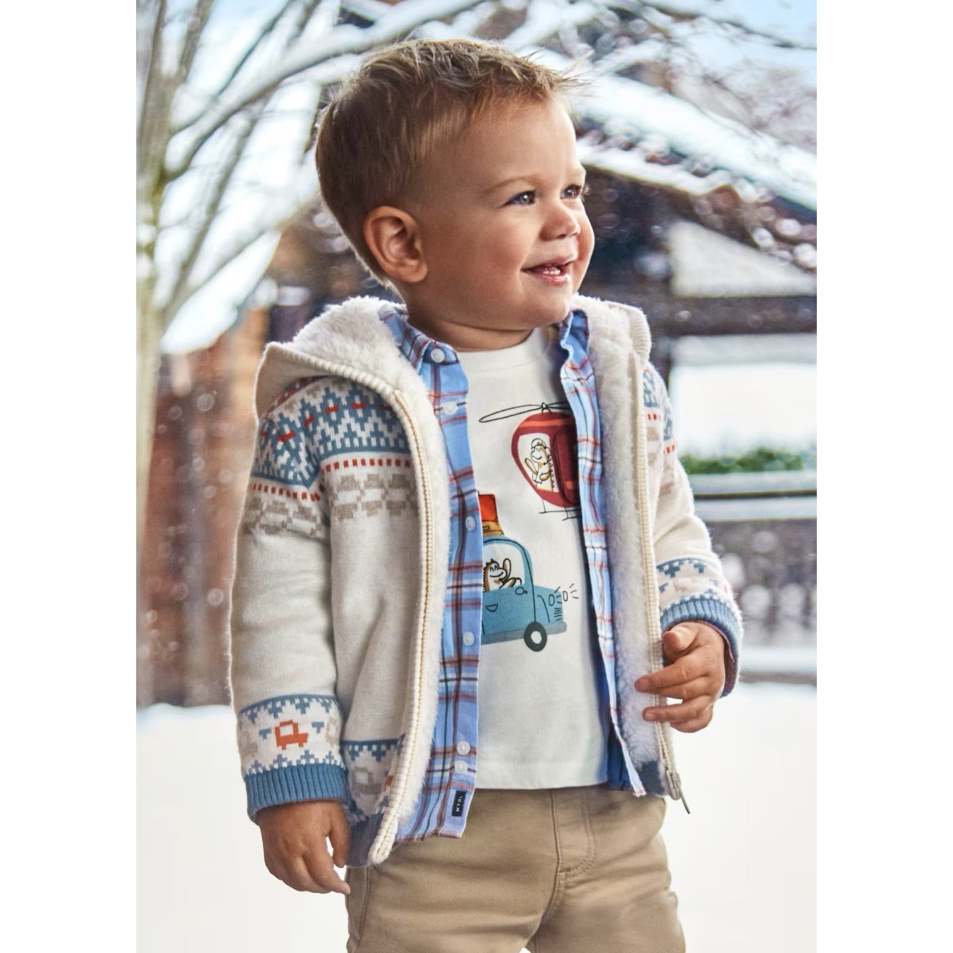 Mayoral Infant Boys Sherpa Lined Knit Jacket 2319 Clothing 6M / Natural,9M / Natural,12M / Natural,18M / Natural,24M / Natural