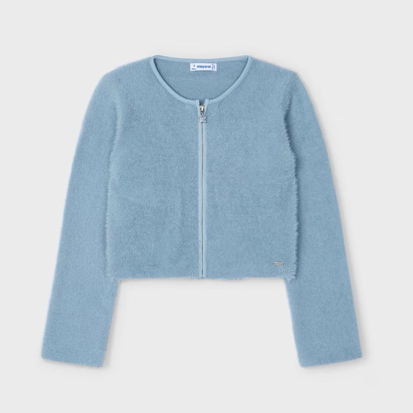 Mayoral Girls Cardigan 4363 Sky Blue Clothing 4YRS / Sky Blue,5YRS / Sky Blue,6YRS / Sky Blue,7YRS / Sky Blue,8YRS / Sky Blue,9YRS / Sky Blue