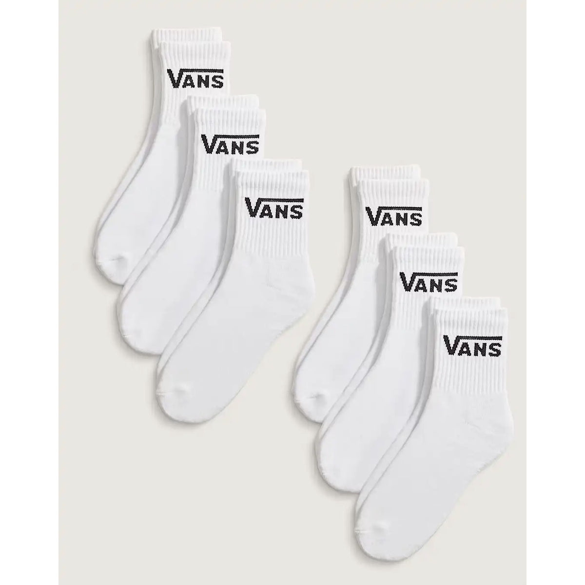 Vans 6 Pack Half Crew Adult Socks Vn000qccwht White Clothing UK 13-16 / White