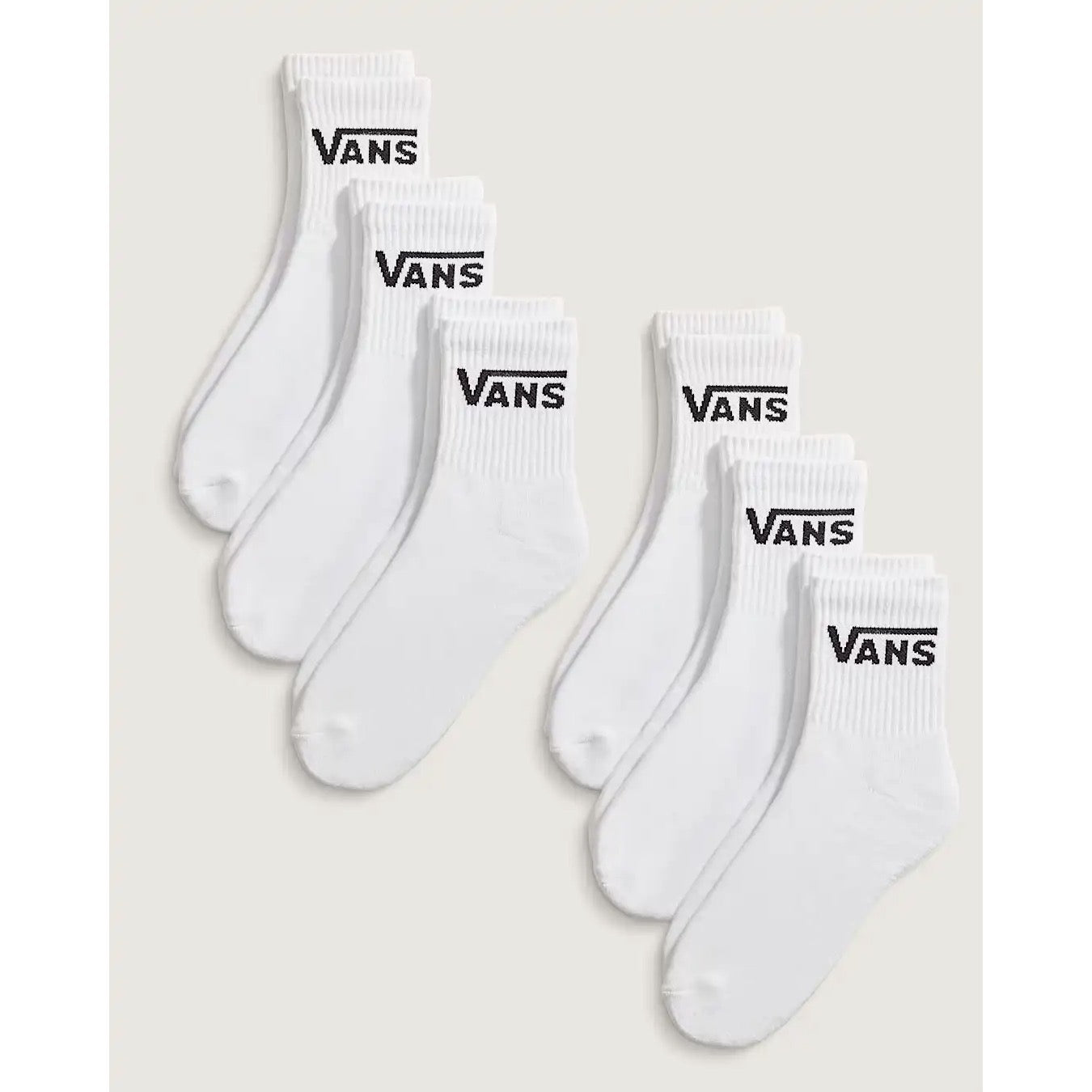 Vans 6 Pack Half Crew Adult Socks Vn000qccwht White Clothing UK 13-16 / White