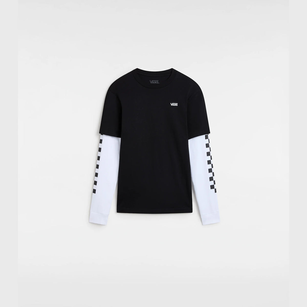 Vans Youth Long Check Twofer T-Shirt Vn0a49oyblk1 Clothing 14-15YRS / Black