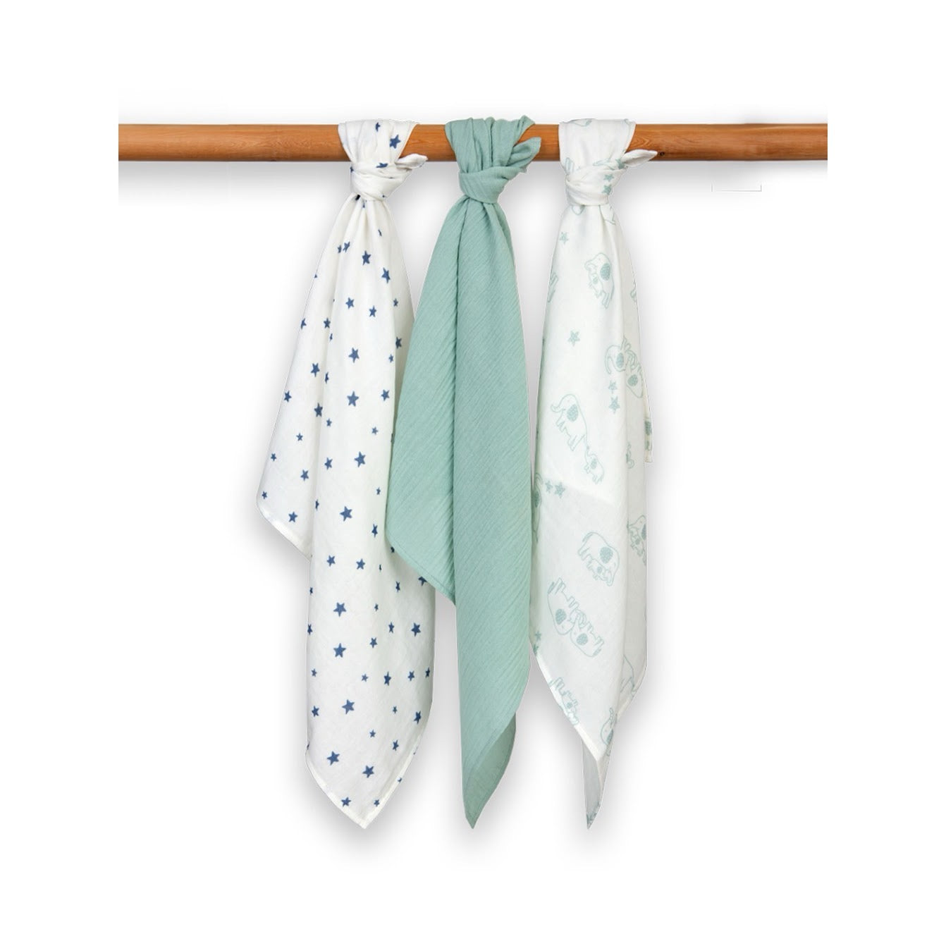 Kite Ele And Me 3 Pack Muslin Set 1851-Bua Accessories ONE SIZE / Seagrass