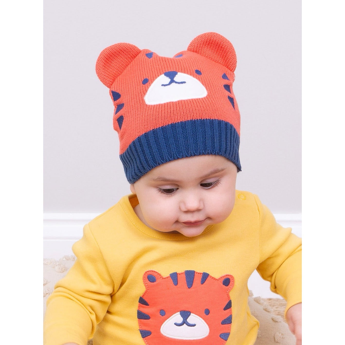 Kite Top Tiger Infant Knitted Hat 3323-Bua Clothing 0-6M / Orange,6-12M / Orange,1-2YRS / Orange