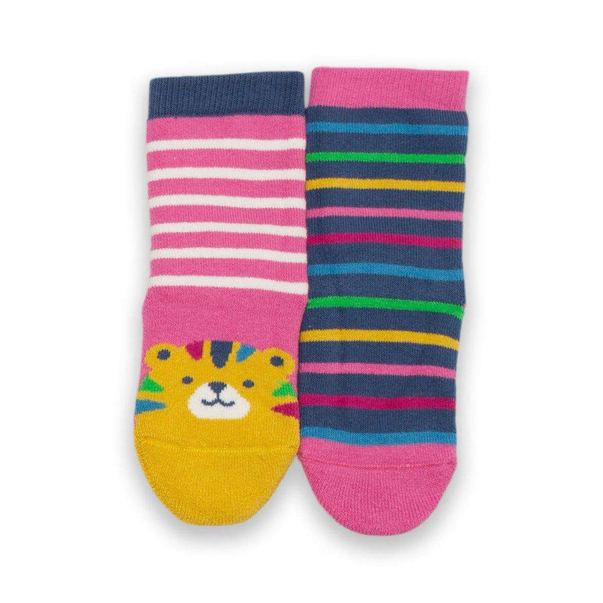 Kite 2 Pack Grippy Socks 4047-Ygh Pink Tiger Face Clothing 0-6M / Pink,6-12M / Pink,12-24M / Pink,2-3YRS / Pink