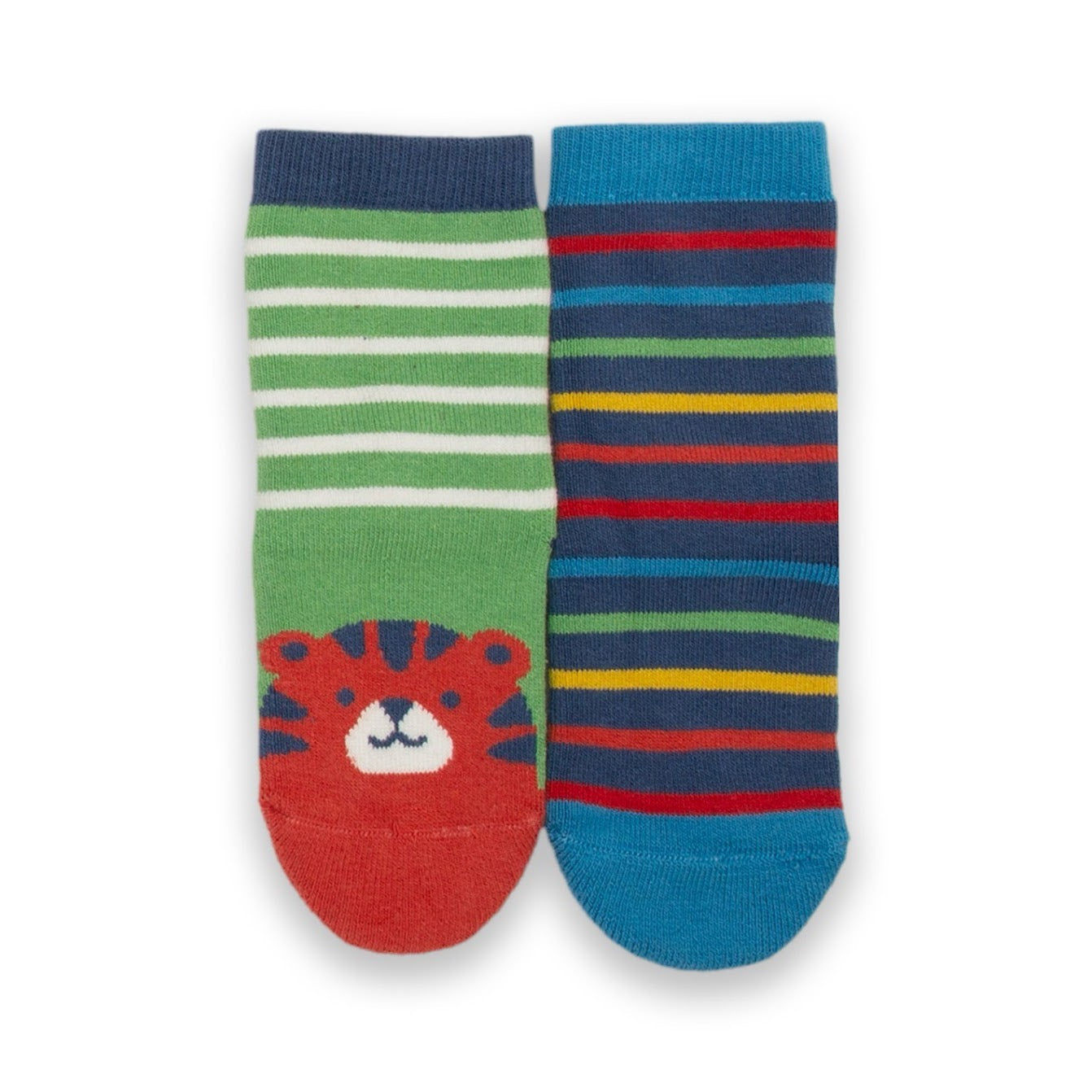 Kite 2 Pack Grippy Socks 4674-Ybh Green Tiger Face Clothing 0-6M / Green,6-12M / Green,12-24M / Green,2-3YRS / Green