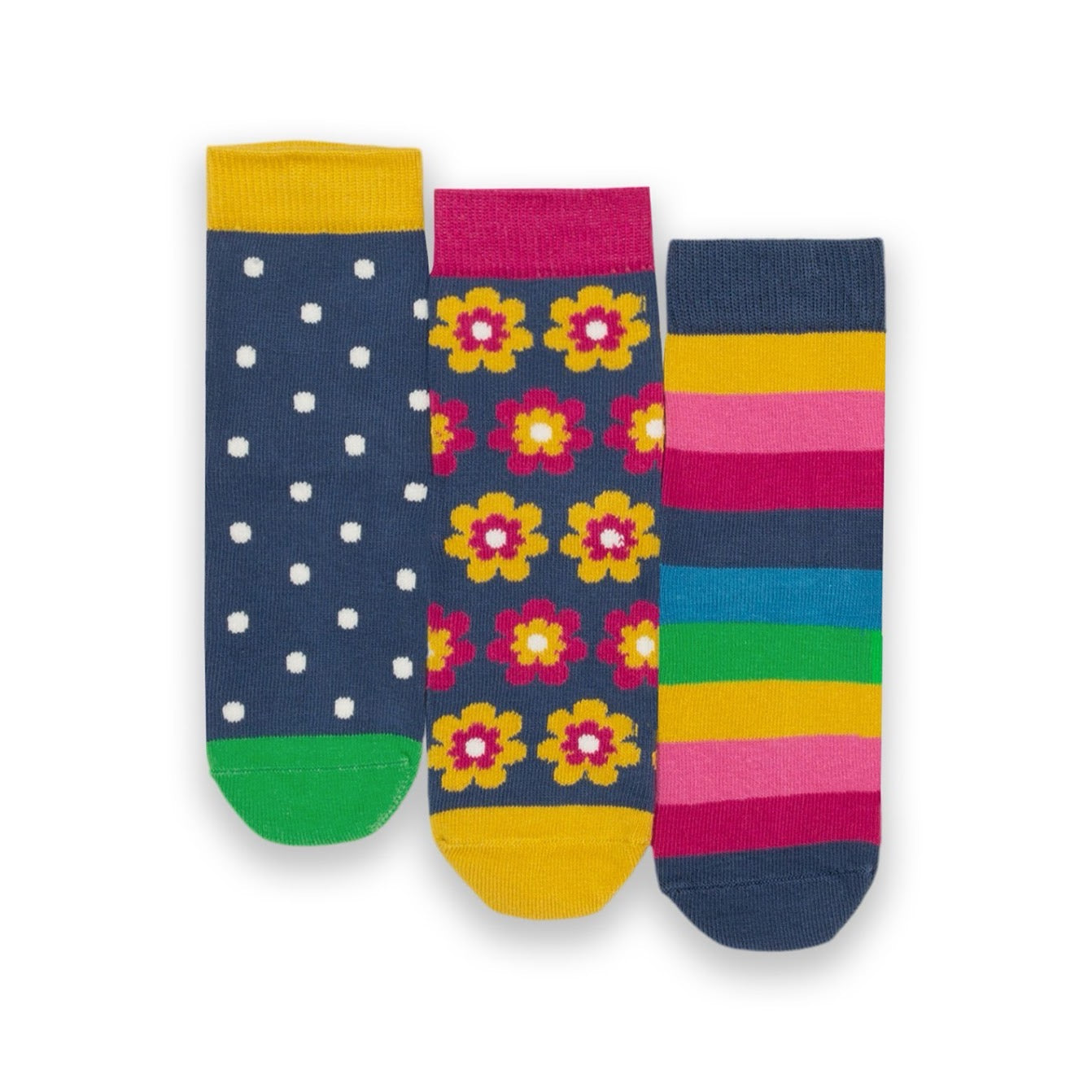 Kite 3 Pack Socks 7318-Agh Flower Clothing 0-6M / Multi,6-12M / Multi,1-2YRS / Multi,UK6-8 / Multi,UK9-12 / Multi,UK13-2 / Multi