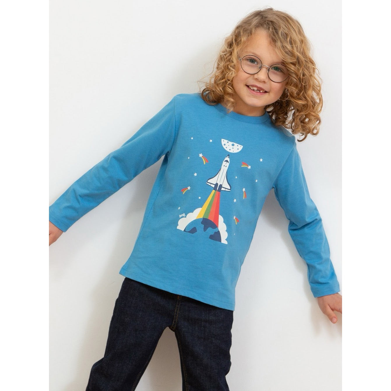 Kite Rainbow Rocket T-Shirt 9156-Obt Clothing 3YRS / Blue,4YRS / Blue,5YRS / Blue,6YRS / Blue,7YRS / Blue