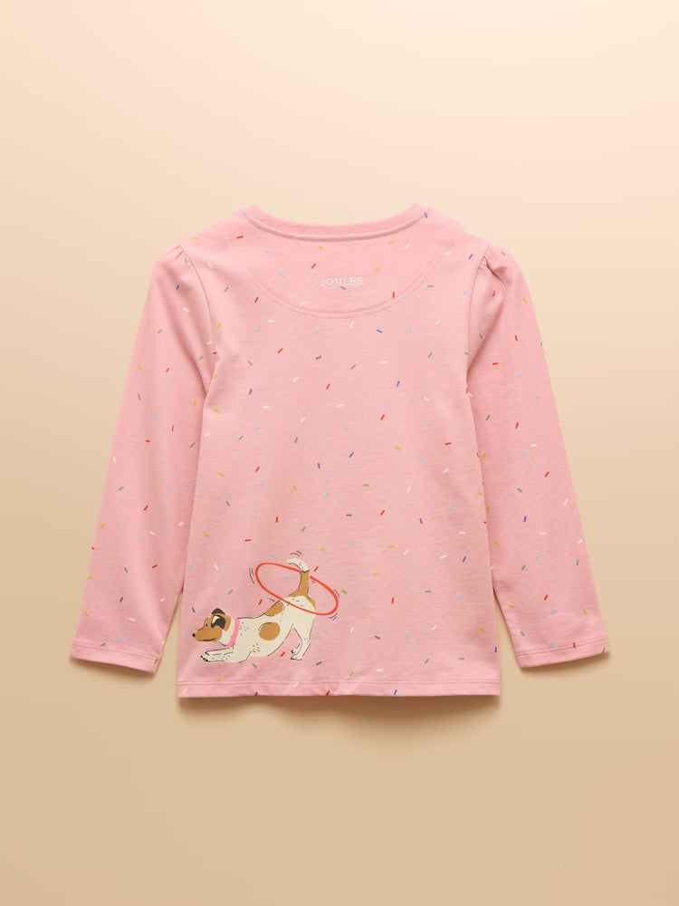 Joules Girls Ava T-Shirt Ay5-459 Pink Dogs Clothing 2YRS / Pink,3YRS / Pink,4YRS / Pink,5YRS / Pink,6YRS / Pink,8YRS / Pink