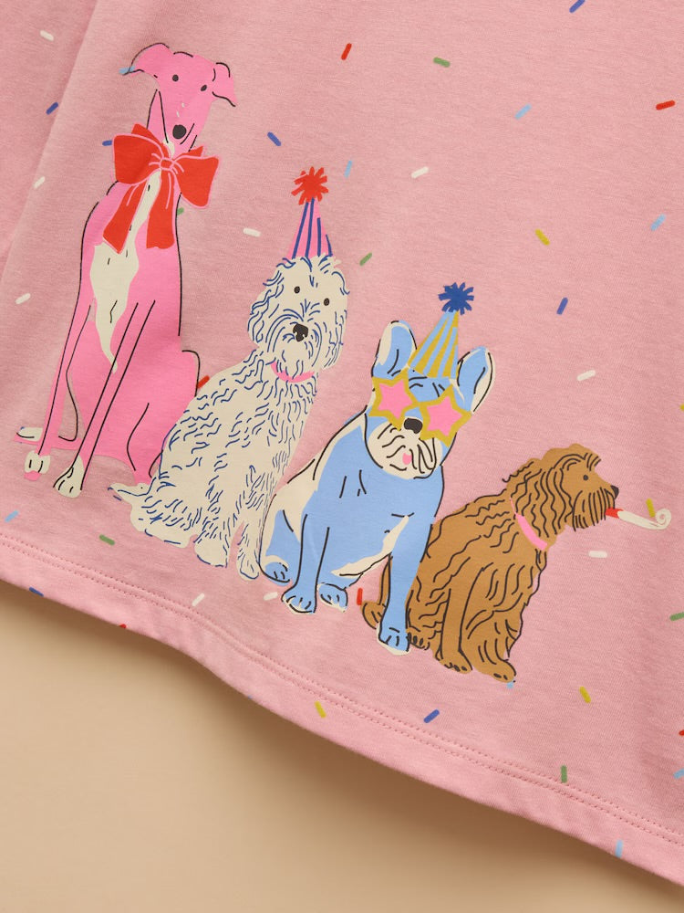 Joules Girls Ava T-Shirt Ay5-459 Pink Dogs Clothing 2YRS / Pink,3YRS / Pink,4YRS / Pink,5YRS / Pink,6YRS / Pink,8YRS / Pink