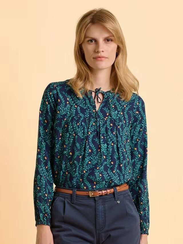 Brakeburn Womens Nanda Blouse Blue Print Clothing UK8 / Blue,UK10 / Blue,UK12 / Blue,UK14 / Blue,UK16 / Blue