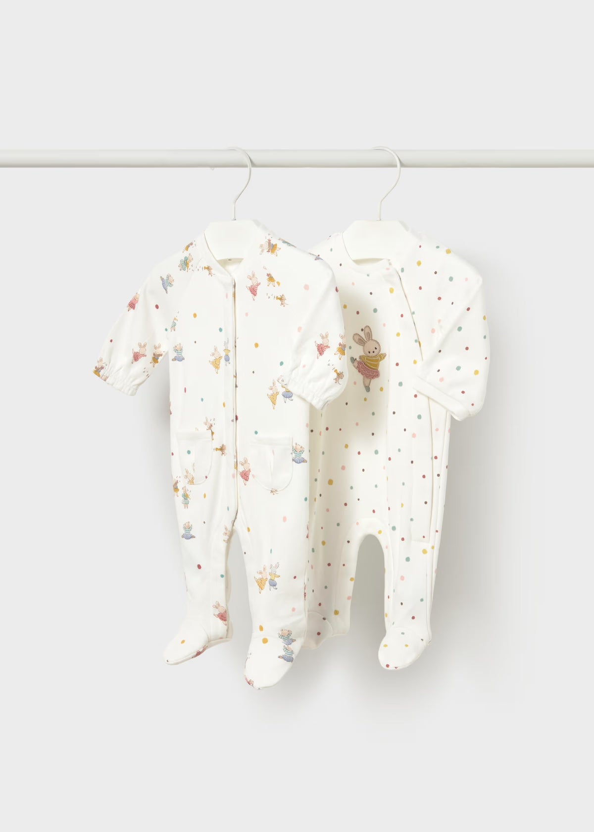 Mayoral Baby Sleepsuit 2751 Aop Tutu Bunny Print Clothing 0-1M / White,1-2M / White,2-4M / White,4-6M / White,6-9M / White