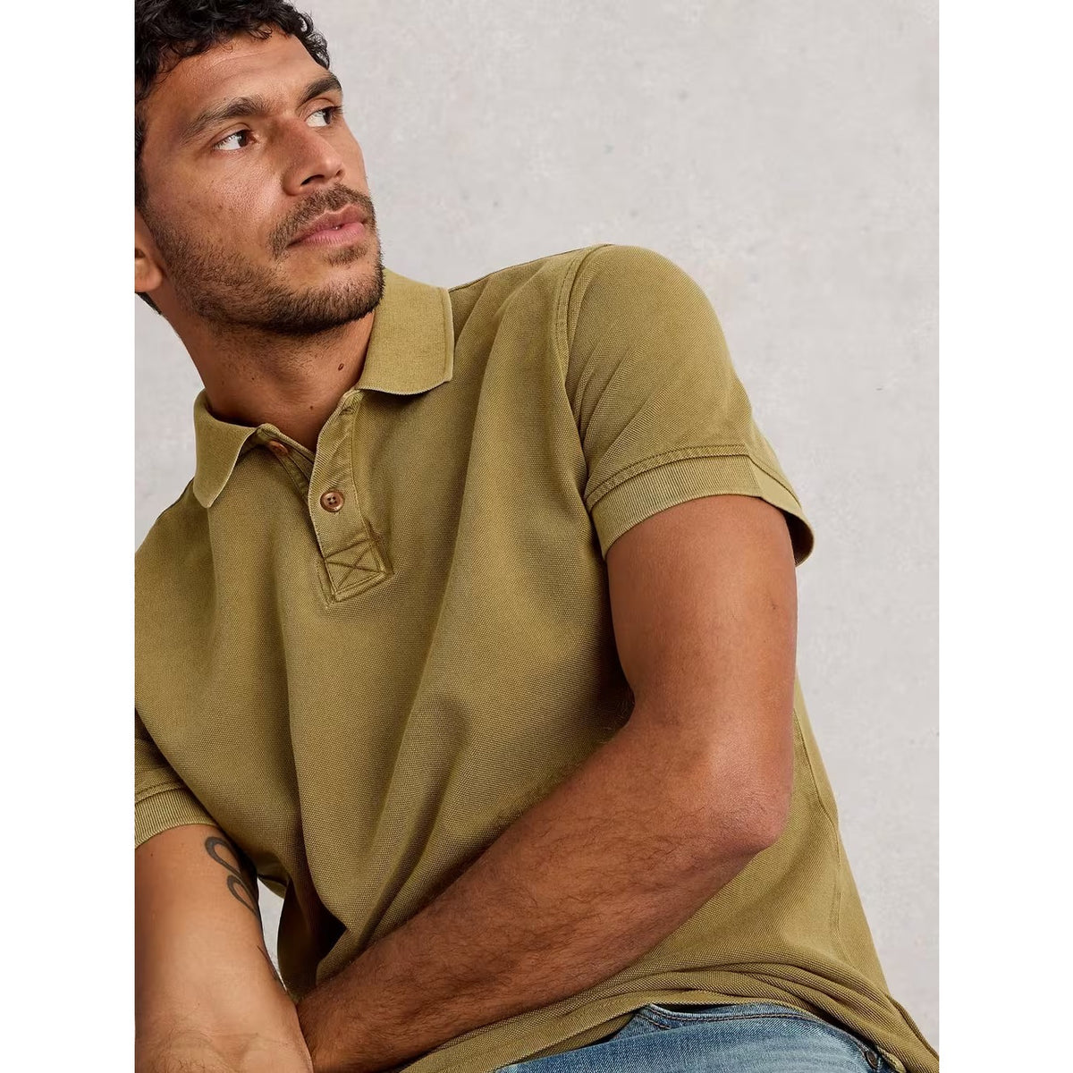 White Stuff Mens Utility Polo Shirt 444240 Khaki Clothing S / Khaki,M / Khaki,L / Khaki,XL / Khaki,XXL / Khaki