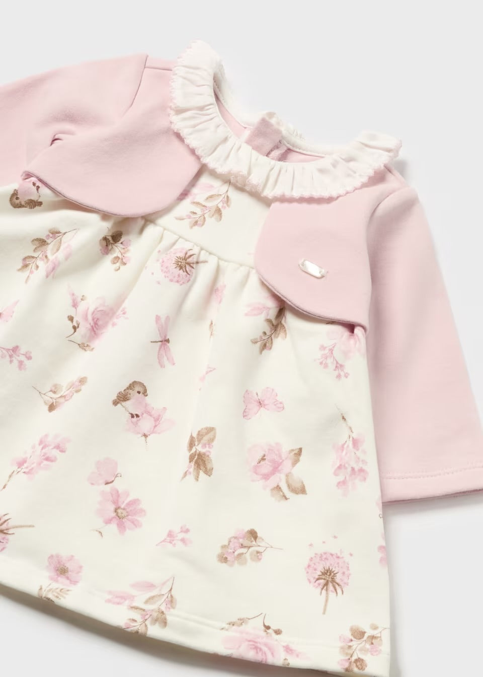 Mayoral Baby Girls Dress 2884 Floral Bird Clothing 2-4M / Pink,4-6M / Pink,6-9M / Pink,12M / Pink