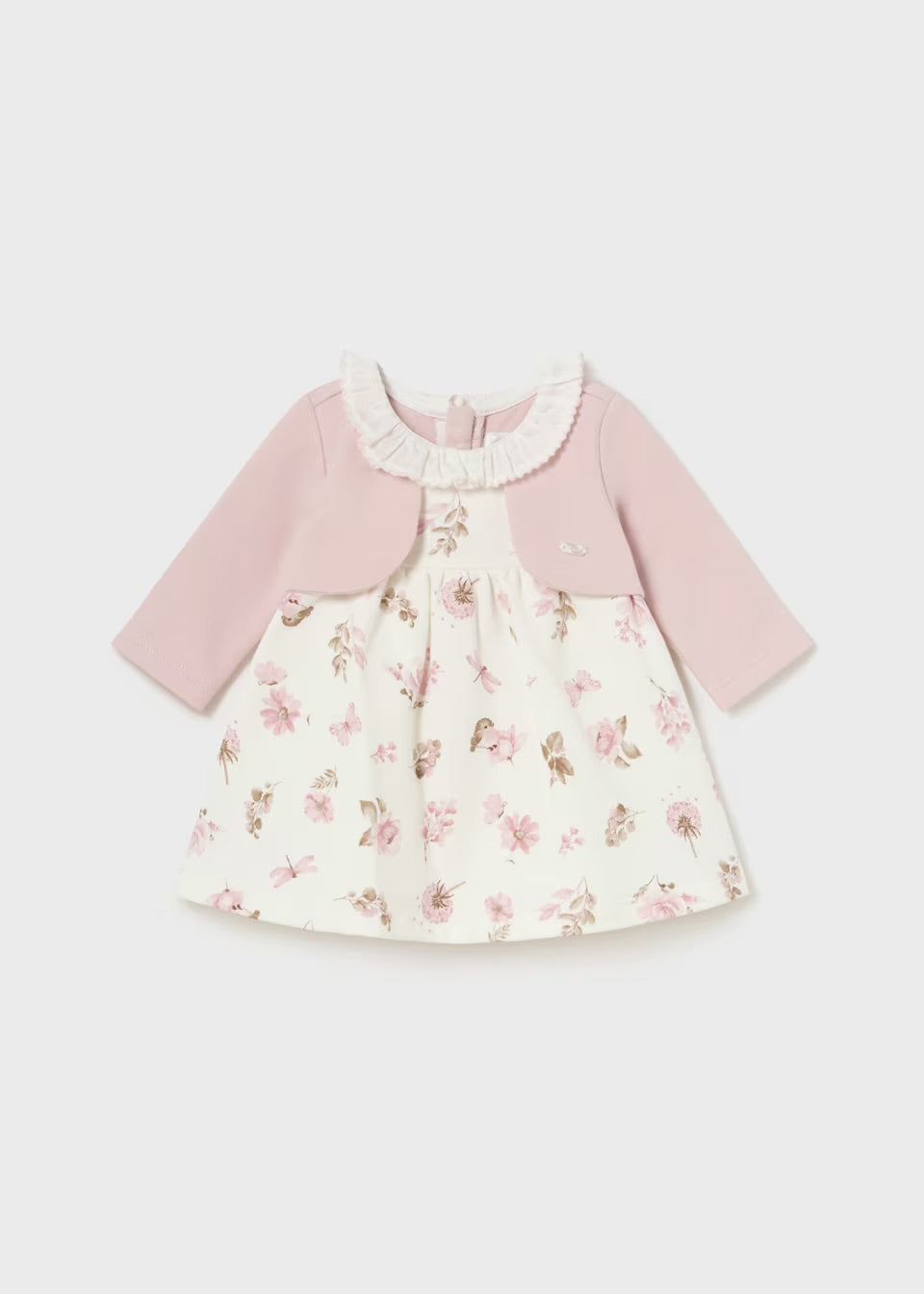Mayoral Baby Girls Dress 2884 Floral Bird Clothing 2-4M / Pink,4-6M / Pink,6-9M / Pink,12M / Pink